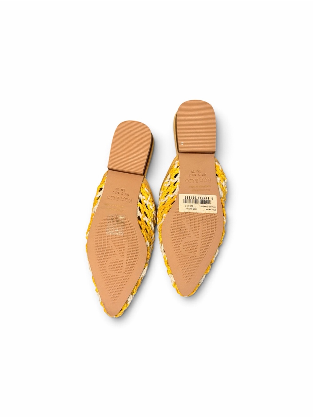 Rag & Co Yellow handmade Crochet Pointed-Toe Tassel Mules size 7 - Picture 3 of 4